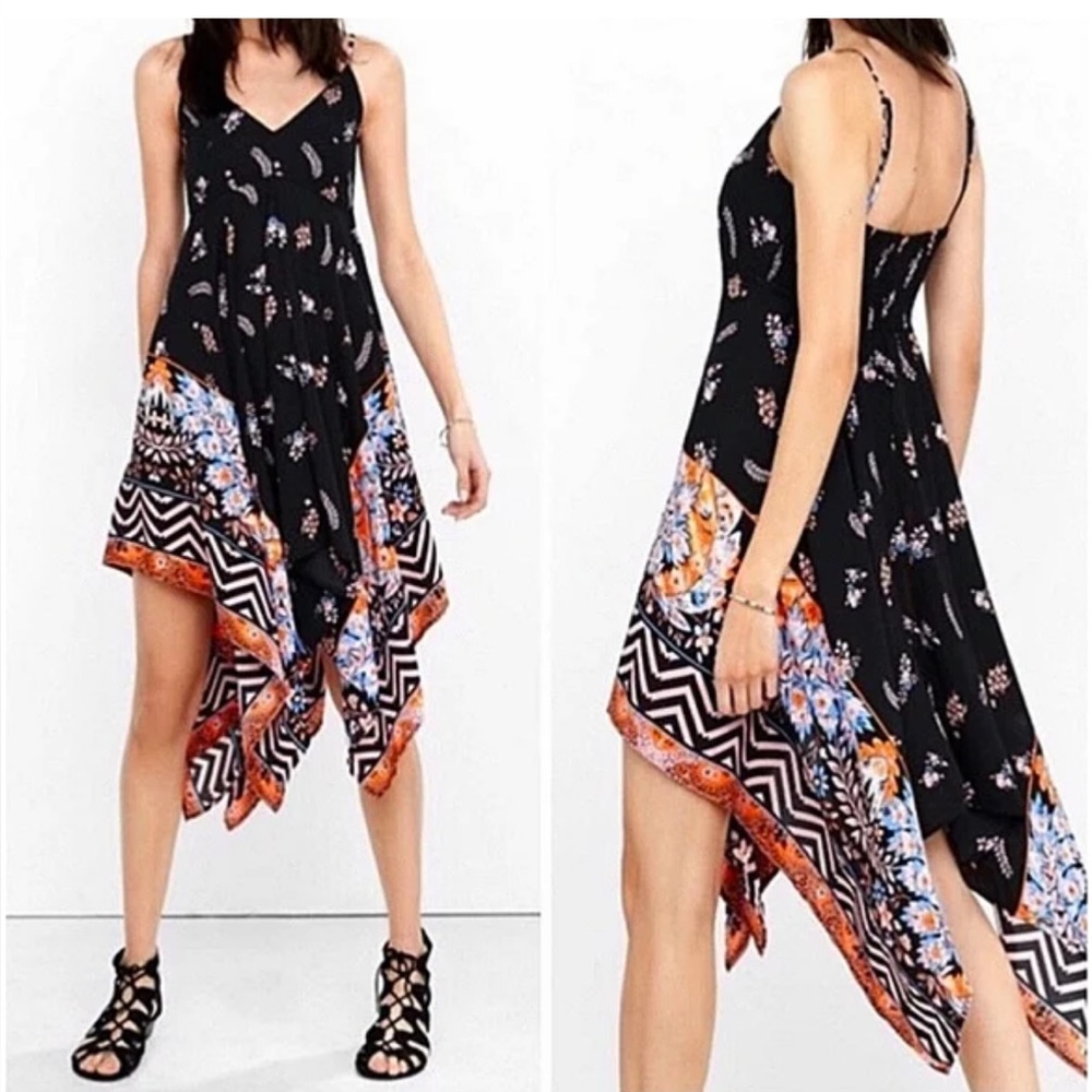 Express Multicolor Asymmetrical Dress